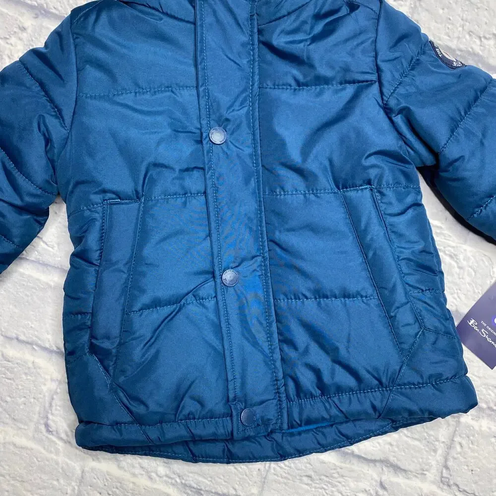 Ben Sherman Hooded Puffer Winter Jacket in Deep Teal